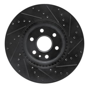 Cadillac SRX Brake Rotor (1) - Front Left - R1 Concepts - Drilled & Slotted - Black - `10-`16